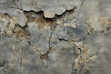 Fototapeta premium Rough concrete wall texture with cracks, chips, and weathered surfaces