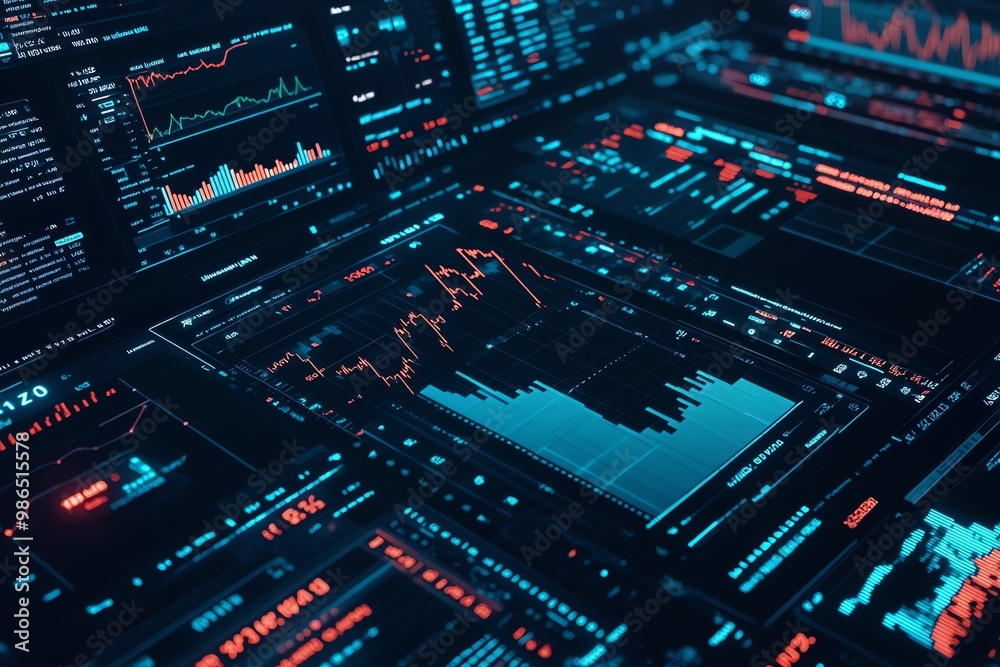 Poster a close-up view of a computer screen displaying stock market data