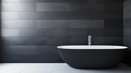 Matte black tiles in a minimalist bathroom with white grout, minimalist bathroom tiles, bold and sleek