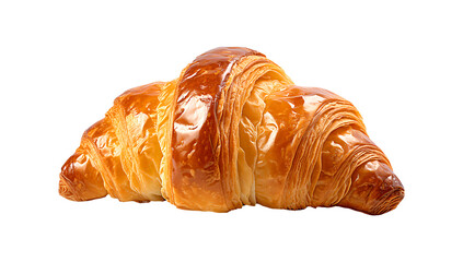 Croissant with a golden-brown and flaky crust on a transparent background