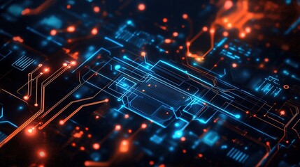 Obraz premium Dynamic tech background with digital circuits and high-tech elements