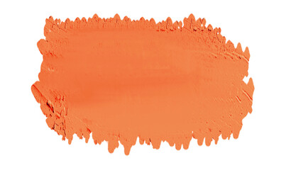 Brush stroke in vibrant orange with a textured surface on a transparent background