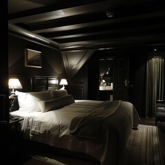 Simple Aesthetic Bed Room Interior Night view 
