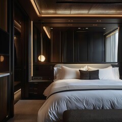 Simple Aesthetic Bed Room Interior Night view 
