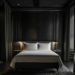 Simple Aesthetic Bed Room Interior Night view 

