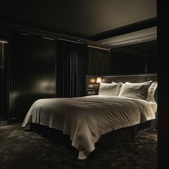 Simple Aesthetic Bed Room Interior Night view 
