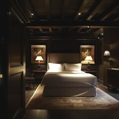 Simple Aesthetic Bed Room Interior Night view 
