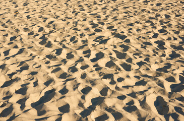 Outdoor, beach and sand dunes for coastal environment with nature, wave pattern and textured. Outside, and ocean or sea for organic reserve or preservation in desert for scenery or tourism in Namibia