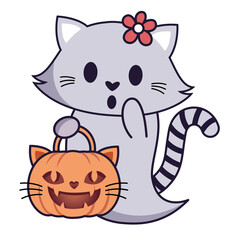 Katzengeist mit Kürbistasche