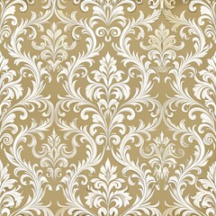 Fototapeta premium Elegant damask pattern design in white and beige colors, perfect for luxurious decor