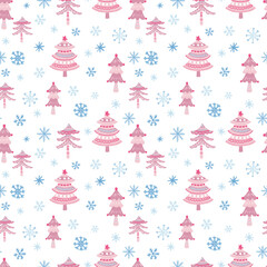 Christmas Print Xmas pattern, Christmas Tree, Snowflake pattern