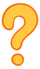 Yellow question icon. Red border punctuation mark