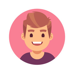 Boy round avatar. Male portrait. Web picture