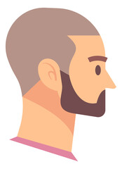 Flat male head profile. Man side portrait