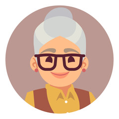 Old woman avatar. Female senior round portrait