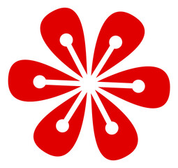 Flower simple logo. Round red petal emblem