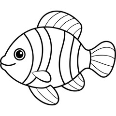 Minimalist Clownfish Vector with Distinct Stripes