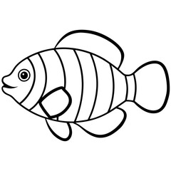 Minimalist Clownfish Vector with Distinct Stripes