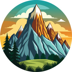 A striking illustration featuring a minimalist silhouette of mountains, capturing the essence of natural beauty and adventure.