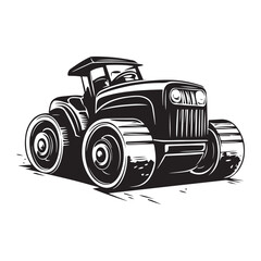 Road Roller Roller-Compactor or Steamroller cartoon Silhouette, compactor roller silhouettes. Heavy machinery for construction and mining