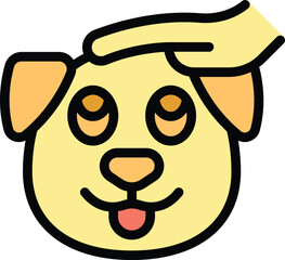 Naklejka premium Simple design of a friendly golden retriever dog being petted, conveying a sense of love and care for animals