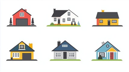 Fototapeta premium Set of Colorful House Icons for Real Estate and Property Market