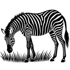 Zebra Silhouette Grazing on a Grassy Plain with Subtle Stripes Vector Art