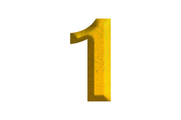3d golden number 1, isolated on transparent background