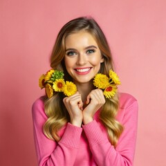 Naklejka premium girl with flowers