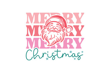 Merry Christmas Santa Claus SVG Typography T shirt  Design