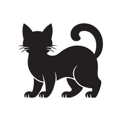 Obraz premium Cat silhouette icon isolated on white background. cat vector illustration. cat vector, icon