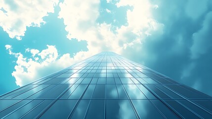 Glass Facade of a Skyscraper Reaching for the Sky