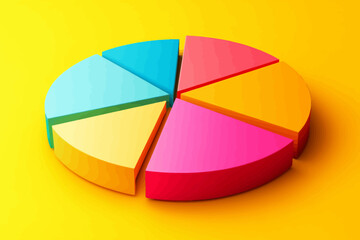 Obraz premium Vibrant Pie Chart on Yellow Background 