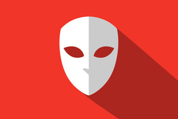 White Mask on Red: A simple yet powerful image, a white mask with a long shadow against a red background. Its anonymity and mystery suggest a range of emotions, from hidden identity to performance art