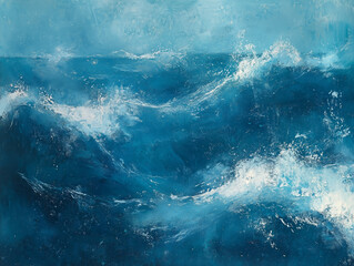 Fototapeta premium Depths Explored: Maritime Abstract of Ocean Waves in Marine Colors