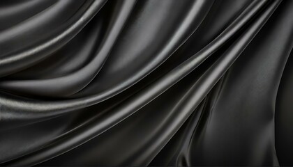 black drapery silk fabric luxury background. Wavy abstract