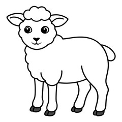 Adorable Young Lamb with Soft, Curvy Wool Lines - Vector Art