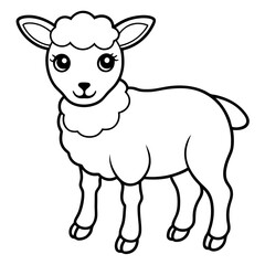 Adorable Young Lamb with Soft, Curvy Wool Lines - Vector Art