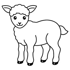 Adorable Young Lamb with Soft, Curvy Wool Lines - Vector Art