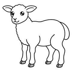 Adorable Young Lamb with Soft, Curvy Wool Lines - Vector Art