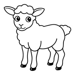 Adorable Young Lamb with Soft, Curvy Wool Lines - Vector Art