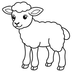 Adorable Young Lamb with Soft, Curvy Wool Lines - Vector Art