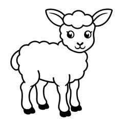 Adorable Young Lamb with Soft, Curvy Wool Lines - Vector Art