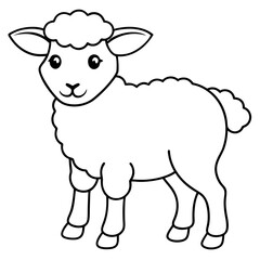 Adorable Young Lamb with Soft, Curvy Wool Lines - Vector Art