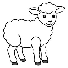 Adorable Young Lamb with Soft, Curvy Wool Lines - Vector Art