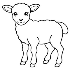 Adorable Young Lamb with Soft, Curvy Wool Lines - Vector Art