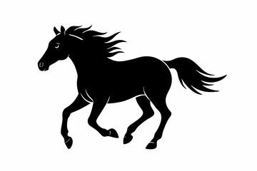 Horse Running Silhouette Vector Illustration - Dynamic and Elegant Horse Design Clipart