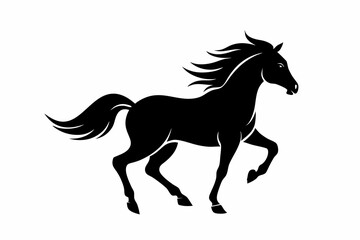 Horse Running Silhouette Vector Illustration - Dynamic and Elegant Horse Design Clipart