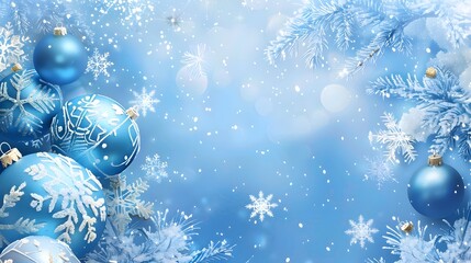 blue christmas background with snowflakes and christmas