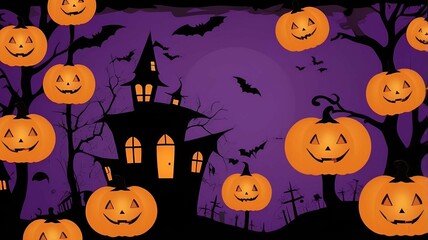 Fototapeta premium halloween dark hunters silhouettes ,haunted spooky village ,dark,night pumpkins 